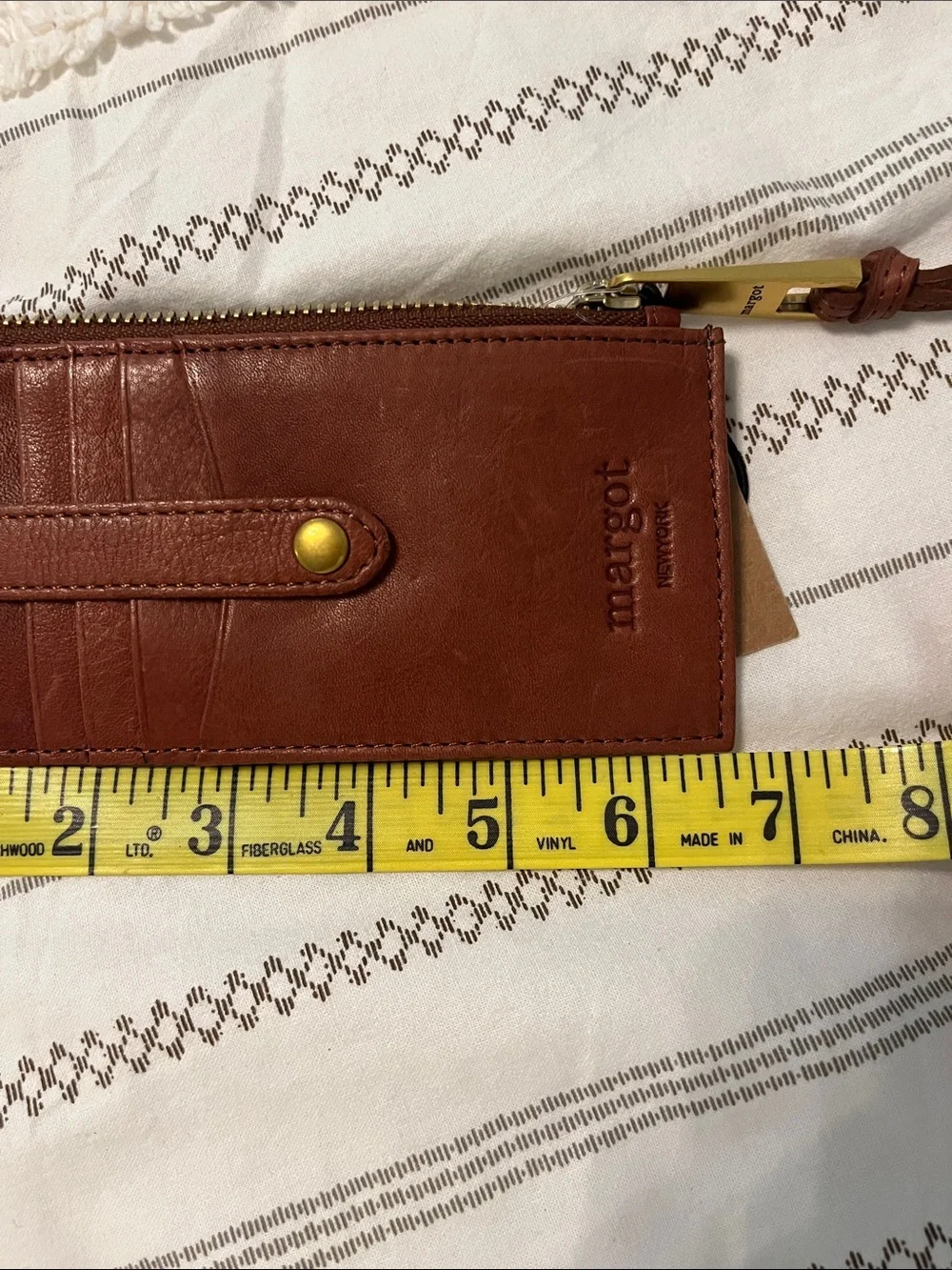 margot Leather Wristlet Card Holder in Rich Brown with Gold Hardware - Picture 5 of 6